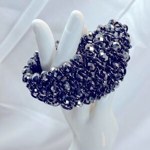 Pewter Colored Chain with Marcasite Beads Interwoven